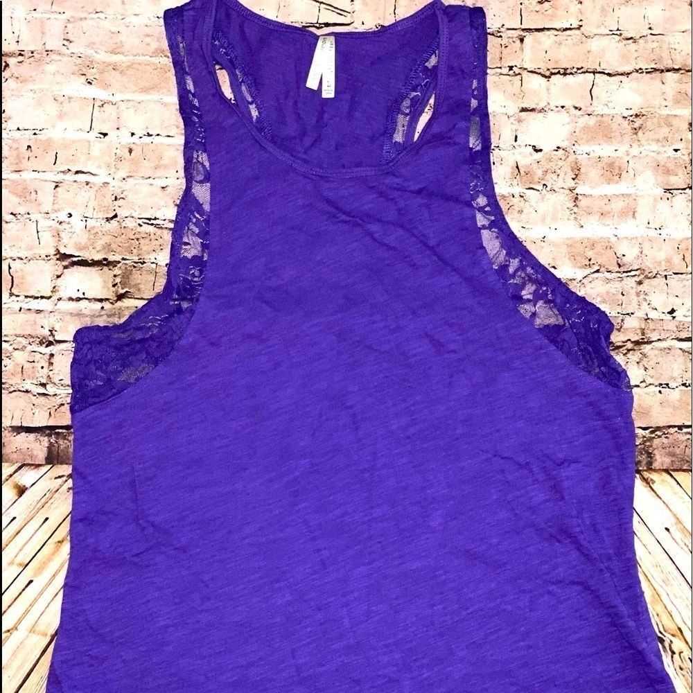 Lace Trim Racerback Tank w/Wide Arm Holes